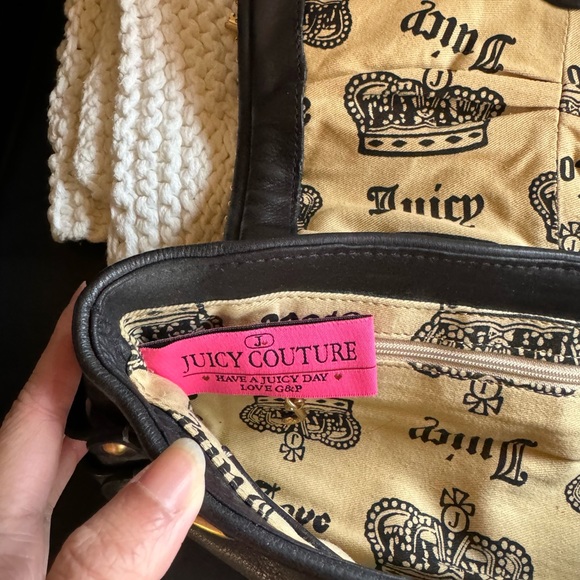 Juicy Couture black leather clutch bag, purse with lock and key - Picture 2 of 6